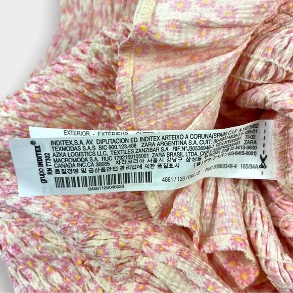 Zara Textured Floral Printed Smocked Mini Dress - Picture 3 of 6